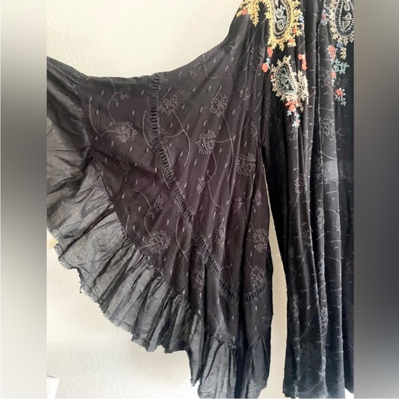 FREE PEOPLE | Black Dottie West Boho Bell Sleeve Kimono Cardi - Picture 3 of 9